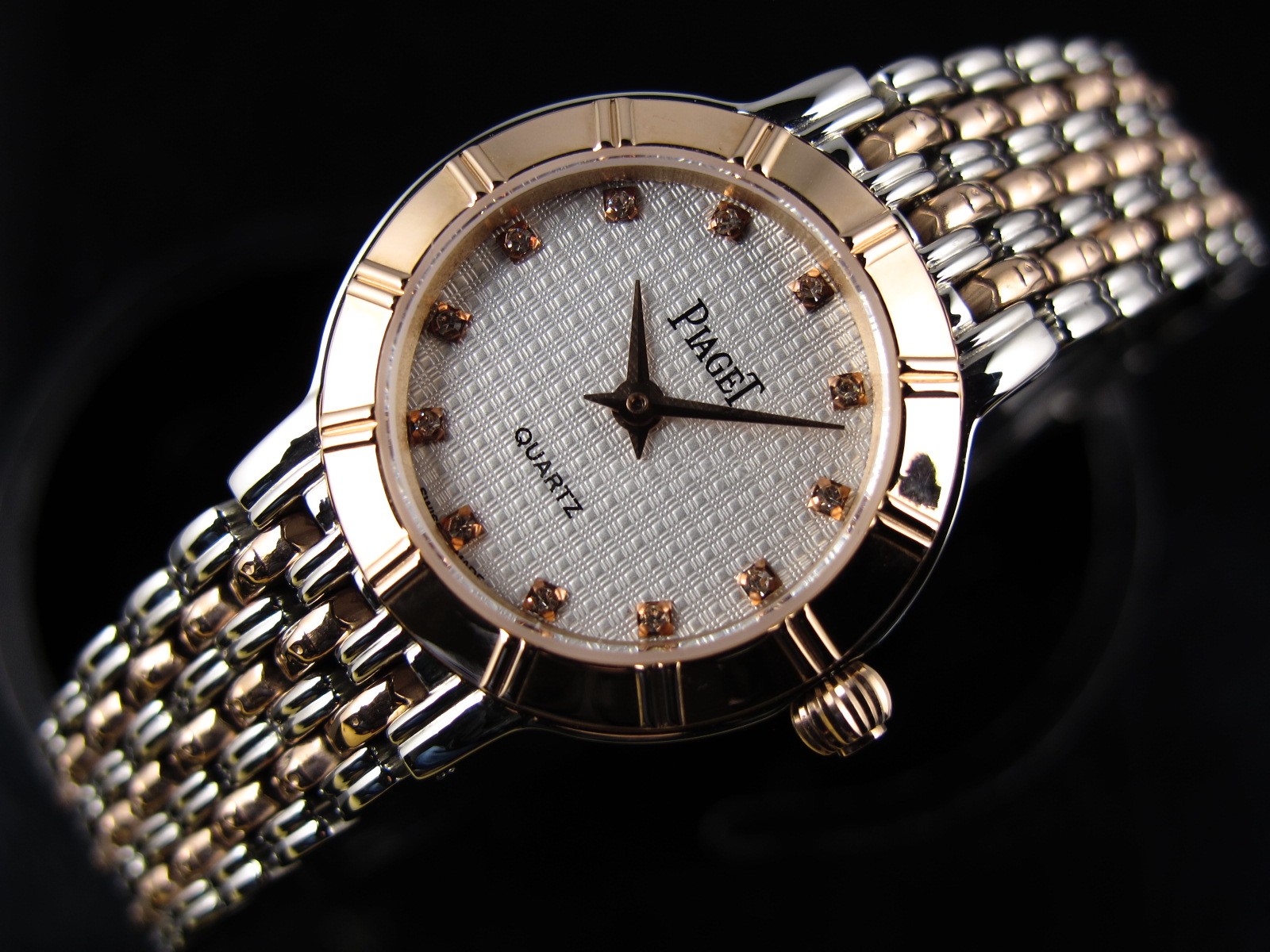 Piaget Dancer Swiss 2824 Quartz White Dial Diamond Markers Rose Gold