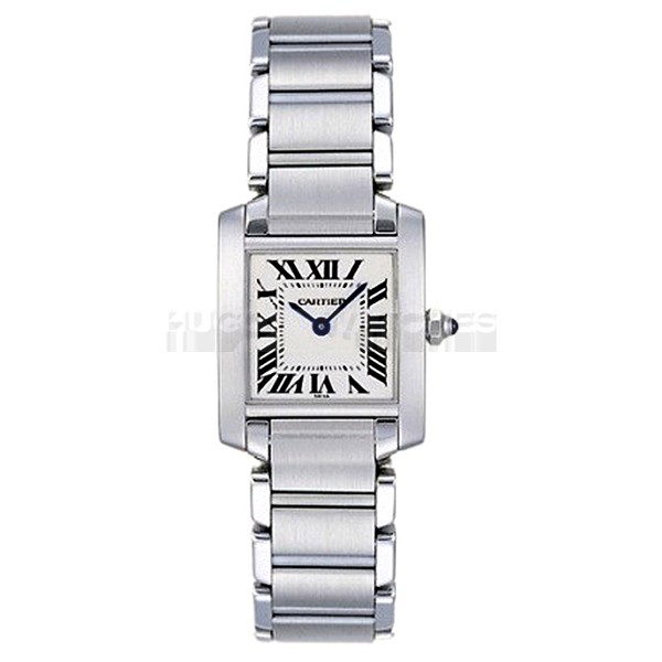 Cartier TANK W51008Q3 Ladies Quartz Silver White Swiss ETA Quartz