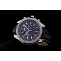 Breitling Bentley Swiss 7750 Mens Automatic Blue Dial Black Leather Strap