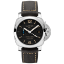 Panerai Luminor GMT Swiss Automatic Watch-Black Checkered Dial-Leather Bracelet PAM01535