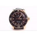 Blancpain Fifty Fathom Automatic Mechanical Watch-Triangle Hour Markers Black Dial-Black Leather Strap