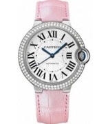 Cartier Ballon Bleu 36MM Swiss Automatic Women Watch Pink Leather M19