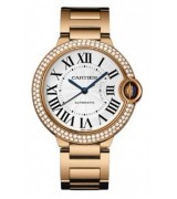 Cartier Ballon Bleu 36MM Diamonds Bezel Swiss Automatic Women Watch Rose Gold M17