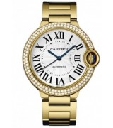 Cartier Ballon Bleu 36MM Diamonds Bezel Swiss Automatic Women Watch Rose Gold M21