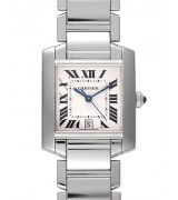 Cartier TANK W50011S3 Mens Automatic Silver White Swiss ETA 2824