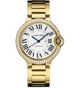 Cartier Ballon Bleu 36MM Diamonds Bezel Swiss Automatic Women Watch Yellow Gold M18