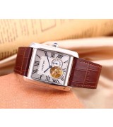 Cartier Santos Skeleton Brown Strap Swiss ETA 2824 Automatic 