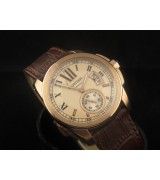 Cartier Calibre De Cartier Swiss 2824 Automatic Rose Gold Dial Roman Numeral Markers Rose Gold