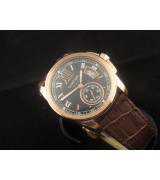 Cartier Calibre De Cartier Swiss 2824 Automatic Black Dial Roman Numeral Markers Gold