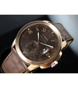 Cartier Calibre De Cartier Swiss 2824 Automatic Brown Dial Roman Numeral Markers Rose Gold