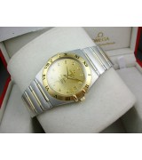 Omega Constellation Chronometer Swiss 2824 Ladies Automatic Gold Dial Roman Numeral Markers