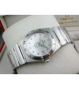 Omega Constellation Chronometer Swiss 2824 Ladies Automatic White Dial Roman Numeral Markers