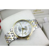 Omega De Ville Swiss 2824 Mens Automatic White Dial Diamond Markers Gold