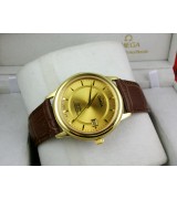 Omega De Ville Swiss 2824 Mens Automatic Gold Dial Stick Markers