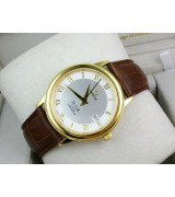 Omega De Ville Swiss 2824 Mens Automatic White Dial Roman Markers Gold