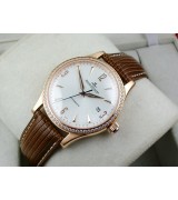 Jaeger LeCoultre Swiss 2824 Automatic White Dial Diamond Bezel Rose Gold