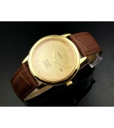 Omega De Ville Swiss 2824 Mens Automatic Gold Dial Roman Markers Gold