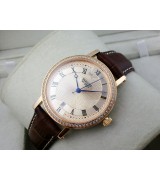 Breguet Classique Swiss 2824 Automatic Rose Gold Dial Diamond Bezel Rose Gold