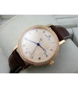 Breguet Classique Swiss 2824 Automatic Rose Gold Dial Diamond Bezel Rose Gold