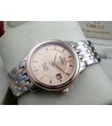 Omega De Ville Swiss 2824 Mens Automatic Rose Gold Dial Stick Markers Rose Gold