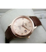 Omega De Ville Swiss 2824 Mens Automatic Rose Gold Dial Numeral Markers Rose Gold