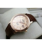 Omega De Ville Swiss 2824 Mens Automatic Rose Gold Dial Stick Markers Rose Gold