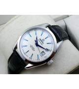 Omega Seamaster Swiss 2824 Mens Automatic White Dial Blue Triangle Markers