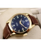 Omega Seamaster Swiss 2824 Mens Automatic Blue Dial Numeral Markers Gold