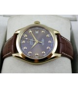 Omega Seamaster Swiss 2824 Mens Automatic Brown Dial Diamond Markers Gold