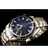 Omega Seamaster Swiss 2824 Mens Automatic Blue Dial Stick Markers