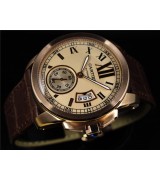 Cartier Calibre De Cartier Swiss 2824 Automatic Rose Gold Dial Roman Numeral Markers Rose Gold