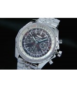 Breitling Bentley Chronograph Swiss 7750 Mens Automatic Full Black Dial