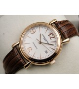 Vacheron Constantin Patrimony Swiss 2824 Automatic White Dial Stick Numeral Markers Rose Gold
