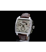 Tag Heuer Monaco Swiss 7750 Mens Quartz  White Dial