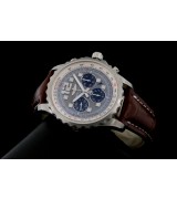 Breitling 1884 Swiss 7750 Mens Automatic Blue Dial Brown