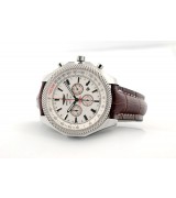 Breitling Bentley Swiss 7750 Mens Automatic White Dial Brown