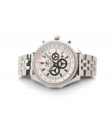 Breitling Bentley Swiss 7750 Mens Automatic White Dial Black Subdials Stainless Steel