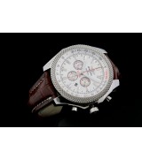 Breitling Bentley Swiss 7750 Mens Automatic White Dial Brown