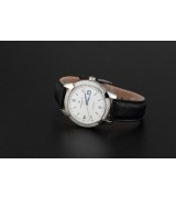 Vacheron Constantin Patrimony Swiss 2824 Automatic White Dial Blue Stick Roman Markers Diamond Bezel 