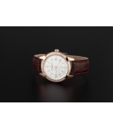 Vacheron Constantin Patrimony Swiss 2824 Automatic White Dial Stick Markers Diamond Bezel Rose Gold