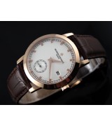 Vacheron Constantin Patrimony Swiss 2824 Automatic White Dial Sub-Dial Diamond Markers Rose Gold