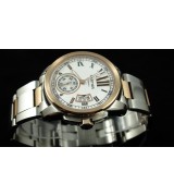 Cartier Calibre De Cartier Swiss 2824 Automatic White Dial Roman Numeral Markers Gold