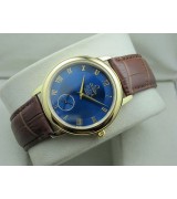 Omega De Ville Swiss 2824 Mens Automatic Blue Dial Sub-Dial Roman Markers Gold