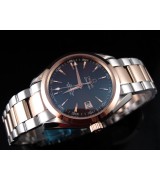 Omega Seamaster Swiss 2824 Mens Automatic Black Dial  Triangle Markers Rose Gold