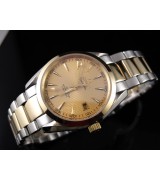 Omega Seamaster Swiss 2824 Mens Automatic Gold Dial Triangle Markers