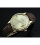 Jaeger LeCoultre Swiss 2824 Automatic Gold Dial Diamond Bezel