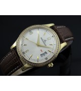 Jaeger LeCoultre Swiss 2824 Automatic White Dial Diamond Bezel Gold