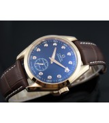 Omega Seamaster Swiss 2824 Mens Automatic Blue Dial Sub-Dial Diamond Markers Rose Gold