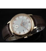 Omega De Ville Swiss 2824 Mens Automatic White Dial Sub-Dial Roman Markers Rose Gold