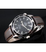 Omega Seamaster Swiss 2824 Mens Automatic Black Dial Stick Markers